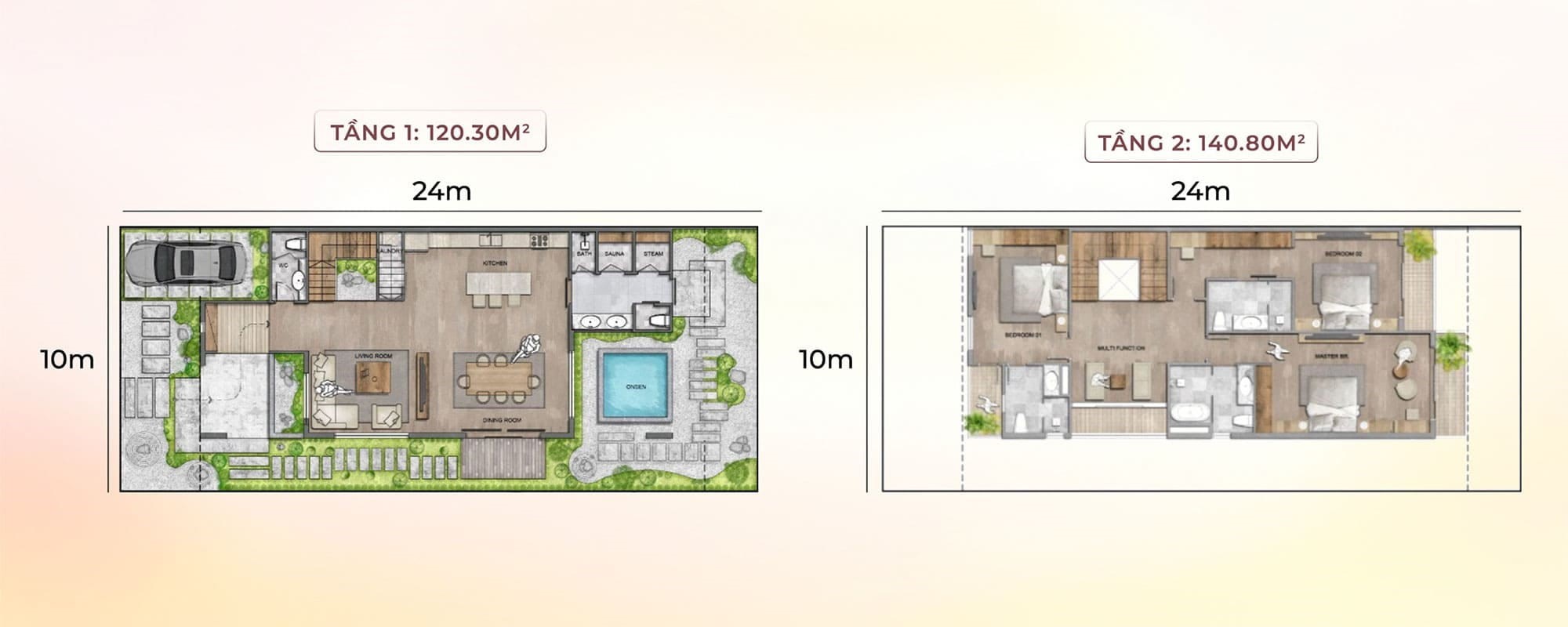 Layout biệt thự song lập Forestia Park
