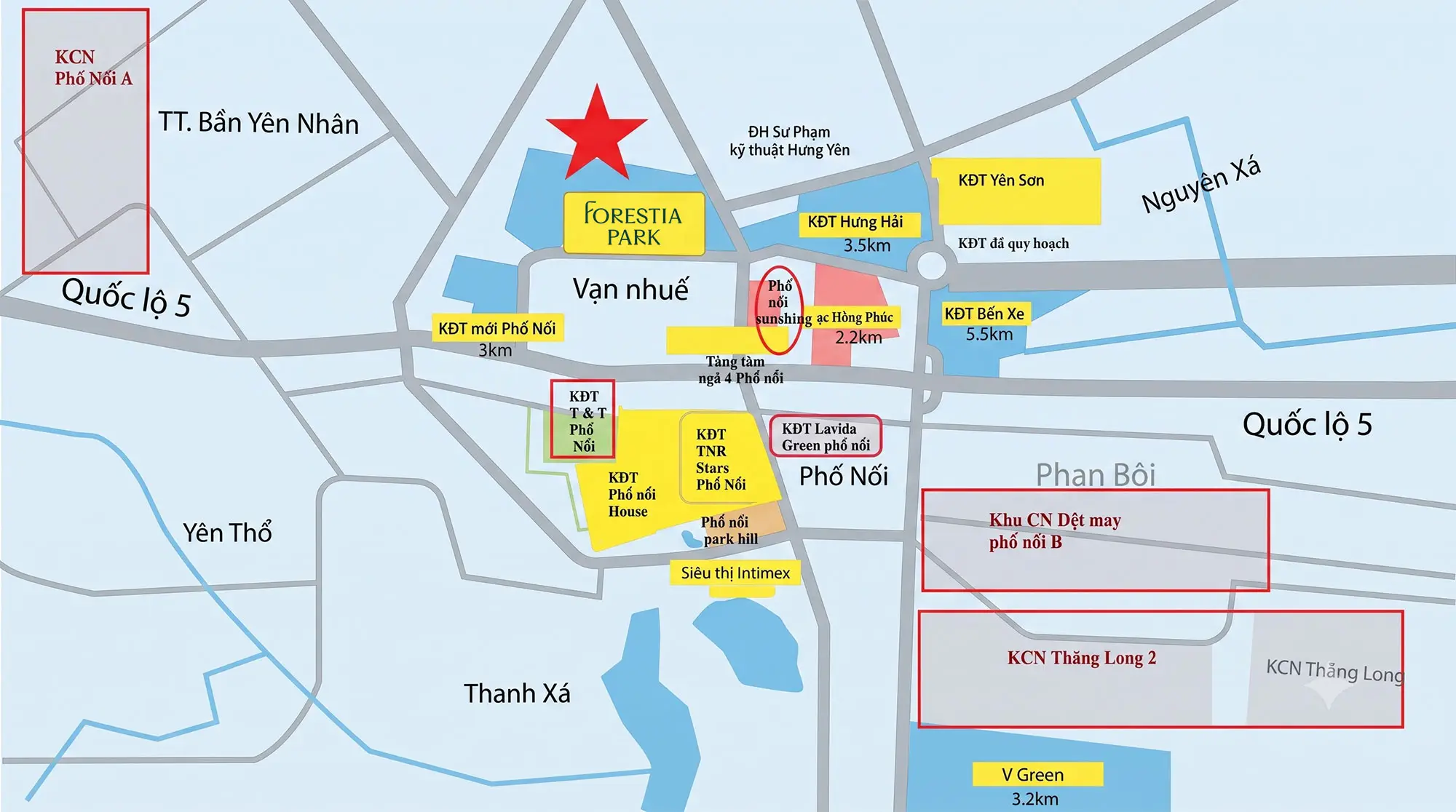 Forestia Park được bao quanh bởi các khu đô thị và các cụm công nghiệp lớn