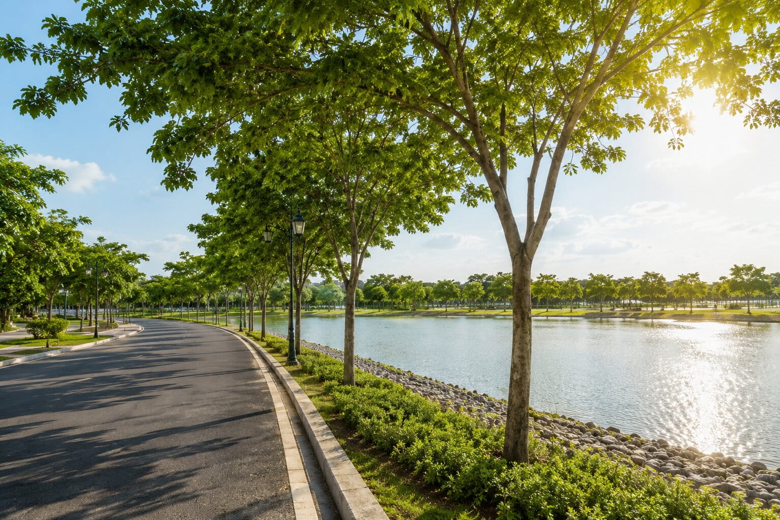 Hạ tầng cảnh quan quanh hồ điều hòa 24,5 ha đã đưa vào sử dụng ở giai đoạn 1